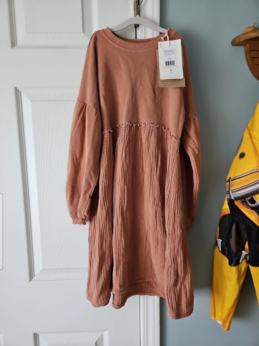 Kids Long Sleeve Dusty Rose Textured Dress